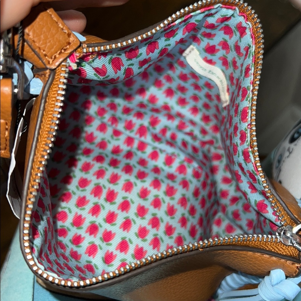 NWT Vera Bradley Mini Slouchy Crossbody Bag Roasted Pecan and Cerulean- OS - Picture 7 of 8